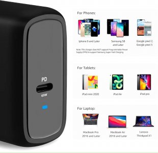Amazon Basics: 65 W One-Port GaN USB-C Wall Charger